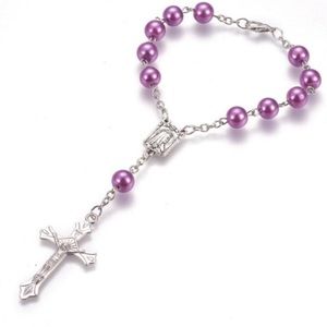Purple Rosary Style Bracelet